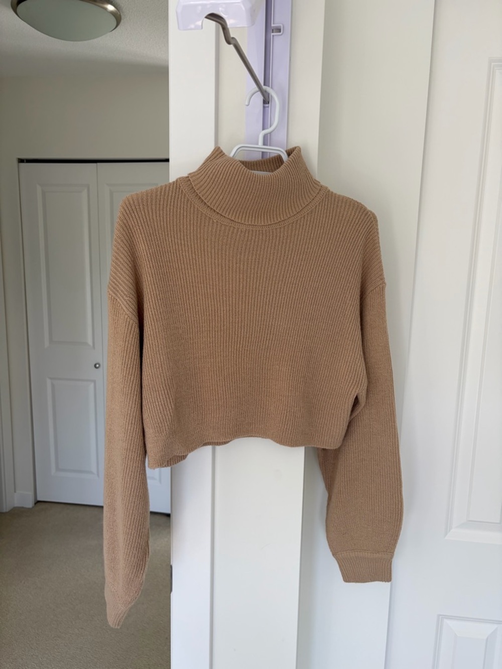 Cropped Ribbed Turtleneck Sweater